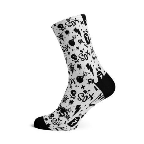 SOX Nogavice DOODLE WHITE